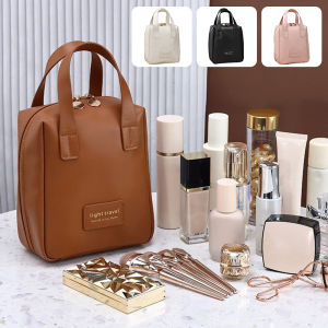 Túi Đựng Đồ Trang Điểm Du Lịch Dung Tích Lớn Dành Cho Nữ Chất Liệu Da PU Túi Đựng Mỹ Phẩm Hộp Đựng Đồ Vệ Sinh Cá Nhân Di Động Có Khóa Kéo