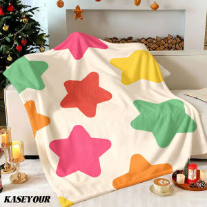 Beast Kingdom | Multicolor Star Print Winter Summer Flannel Blanket Throw Fleece Soft Fuzzy Plush Cozy Fleece Blankets for Sofa Ideal Gifts