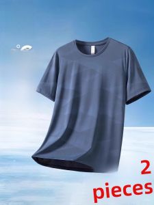 ROMON | Lomond Mens Short Sleeve T-Shirt Ice Silk Loose Fit Lightweight Quick Dry Summer Fashion Casual Top Urban Style Round Neck