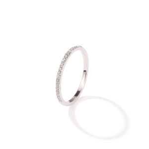 Titanium Steel Half-Circle Ring with Diamond and Gold Plating for Women Stylish Accessory from Japan and South Korea