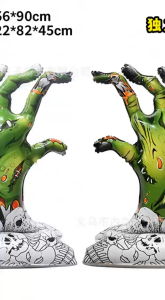 👻 鬼手女巫墓碑 可站立底座万圣节气球装饰 |Halloween 3D Standing Balloon – Ghost Hand Witch & Tombstone Theme Halloween Balloon Decoration