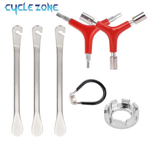Durable Metal Bike Repair Tool Kit 3Pcs Tire Levers Y Hex Wrench Spoke Wrench Chain Hook Wheel Remover for Mountain Road Bicycle