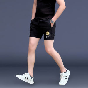 กางเกงขาสั้นผู้ชายทรงสลิมฟิตสำหรับฤดูร้อน กางเกงขาสั้นลำลอง ทรงสามส่วน กางเกงขาสั้นชายหาด ผ้าฝ้ายผสมโพลีเอสเตอร์ ทรงตรง ระบายอากาศได้ดี