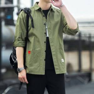 American Retro Workwear Shirt Mens Casual Loose Long Sleeve Dirt Resistant Wearable in Construction Site Youth Trend Spring Summer