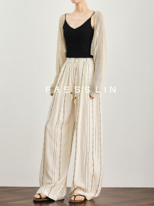 FAESSLIN | Cool Comfort High Waist Straight Leg Pants Linen Fabric
