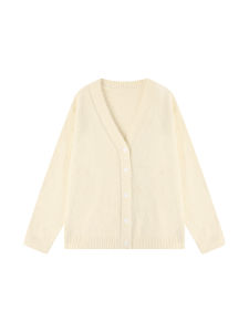 THROUS | Bộ Áo Sweater Mô Tả Hoa 3D Hình U Phong Cách Rộng Rãi Màu Hạnh Nhân