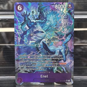 Bandai | One Piece Card Game OP-15 Collection: LEADER Rare Enel (Sky Island) + High-Power Event Luffy& Bartholomew Kuma Cards for Display
