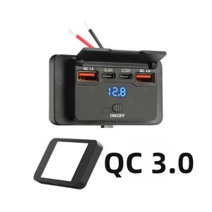 kebidumei | KEBIDUMEI QC3.0 PD Bảng Điều Khiển Ổ Cắm Sạc Xe Hơi 12V/24V Bộ Sạc Nhanh Có Công Tắc Nguồn Cho Xe Buýt Xe Tải Phụ Kiện Ô Tô USB 2.0
