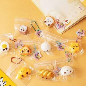 Party Favor Bread Food Squishy Toy Mini Mochi Squeeze Stress Relief Sensory Fidget Keychain Pendant For Kids Adults Gift