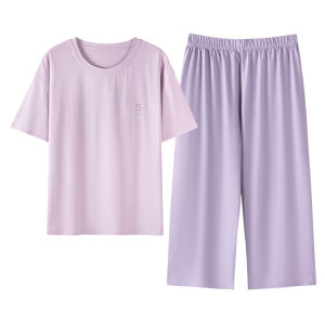 MiiOW | Cat Lady Modal Sleepwear Womens Short Sleeve Home Clothes Set With Chest Pad 2025 New Summer Outdoors Wear Cotton Blend