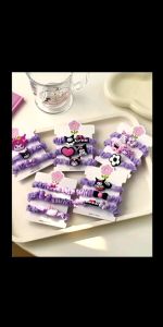 mstar 5pcs/1set Kuromi childrens elastic hair belt childrens colorful beautiful ponytail cartoon band