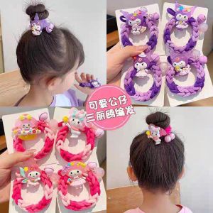 Sanrio Kuromi Hair Rope Braid Headwear Accessories Students Rubber Hair Tie for Kid Cute Hairband Birthday Gift