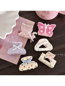 น่ารัก ปมผีเสื้อดอกไม้ กิ๊บติดผม ผู้หญิง คลิปฉลามขนาดเล็กเครื่องประดับผมครึ่งหนึ่ง เรียบหรู เครื่องประดับผมความรู้สึก