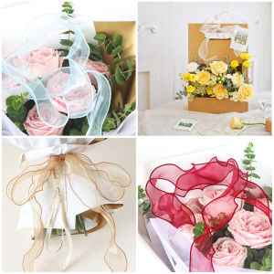 Teabelle 10 Meters/Roll Fishtail Yarn Ribbon Flower Packaging Material Floral Florist Wrapping Supplies Snow Yarn Ribbon Wave Band