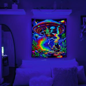 VIKAMA Psychedelic Alien Tapestry Flying Saucer Unique Living Room Home Music Party Room Theme Room Home Decor