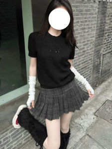 Váy Ngắn Kẻ Caro Cạp Cao Phong Cách Mỹ Cổ Điển Cho Nữ Mùa Hè Thanh Lịch Xếp Ly Dài Nửa Thân Váy Phong Cách Đại Học Chống Lão Hóa Đa Năng Hợp Thời Trang