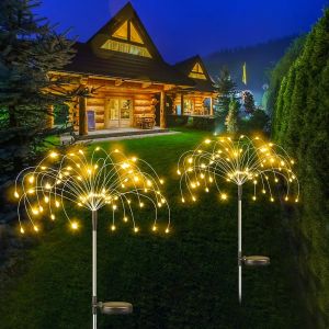 Đèn Pháo Hoa Năng Lượng Mặt Trời Chống Thấm Nước 60LED Dây Cổ Tích Ngoài Trời Chiếu Sáng Giáng Sinh 8 Chế Độ 3 Màu Trang Trí Sân Vườn Đèn Chạy Bằng Năng Lượng Mặt Trời