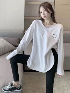 LINGLONGDAI | Fluffy White Loose Round Neck Inner Layer T-shirt