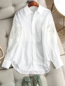 Elegant Fashion Vintage Style Lace Embroidery Long Sleeve Shirt