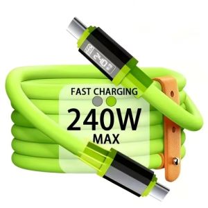 240W Green Type C Fast Charging Cable Real-time Power Display Heavy-Duty Cord For iPad Galaxy S26 Google Pixel