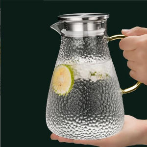 Hammered Pattern Durable Glass Water Pitcher Large Capacity