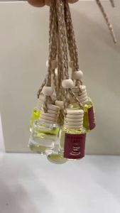 Car perfume aromatherapy pendant lasting 72 hours essential oil glass bottle with wooden lid hanging decoration