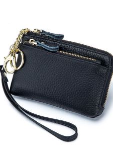 2023 New Multi-Functional Genuine Leather Coin Key Pouch Simple Handheld with Zipper Short Style Card Holder Coin Purse