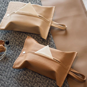 Luxurious Woven Car Use Tissue Box Living Room Coffee Table Multi-Dopamine Drawer Tissue Box Cover Black White Color