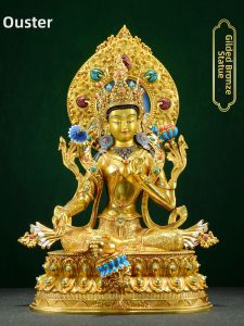 OSITE | Handcrafted Green Tara and Green Tara Avalokitesvara Gilt Bronze Buddha Statue