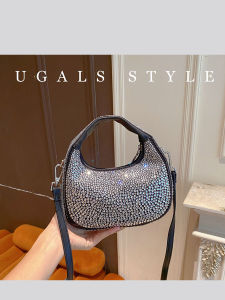 UGALS | Clutch Đeo Chéo Kim Loại Bóng Đính Nước Kim Cương