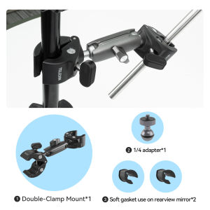 TELESIN Motorcycle Bike Monopod Bicycle Handlebar Panoramic Mount Invisible Selfie Stick Bracket for GoPro Hero DJI Insta360