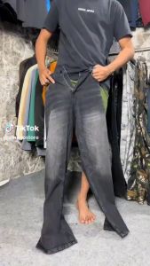 Celana Jeans Regular Baggy Oversize Loose Fit Blackjazz - Celana Gombrang Lurus Pria Dewasa