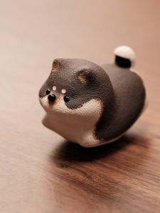 Original Handmade White Shiba Inu Figurine Collectible Miniature Sculpture Wealth Attracting Gift Artist Craft Home Decor