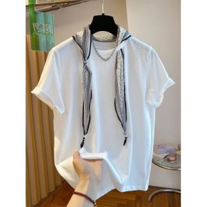 AIYITI | Unique Stylish Matching Scarf Short Sleeve T-Shirt Womens Top