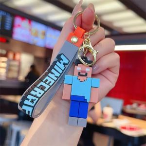 Creative Soft Silicone Keychain World of Warcraft Character Car Decoration PVC Toy Block Cartoon Doll Key Holder Pendant