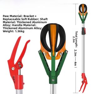 Mytec Retractable Pole Fruit Picker High Reach Claw Apple Pear Cherry Fruit Harvester Aluminum Alloy Three Claw Fruit Gatherer
