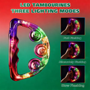 Colorful LED TambourineColorful LED TambourineHandheld Musical Flashing RattlesParty Supplies for Birthday Anniversaries Gift
