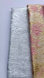 African Jacquard Brocade Lace Fabric Gold Metallic Embossed Floral Pattern Luxury Nigerian Wedding Dress Cloth 5 Yards