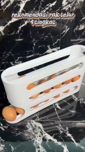 QSHL0762 Rak Telur 4 Tingkat Bergulir Otomatis Kotak Penyimpanan Telur Wadah Penyimpanan Telur