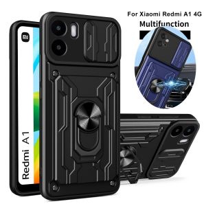 Case For Redmi Note 8 9 10 S SE Pro Max 9T 10T 12 Pro 5g Slide Stand Ring 360 Magnetic Camera Military Grade Card Slot Cover
