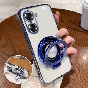 เคสโทรศัพท์ Huawei Honor 60 แบบใสซิลิโคนพร้อมขาตั้ง ป้องกันการตกหล่น ดีไซน์โค้ง หน้าจอโค้ง ดีไซน์หรูหรา ดีไซน์เก๋ไก๋