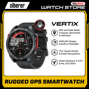 New Ciberer Vertix Stratos 4 GPS Smart Watch 1.43AMOLED Display Built-in Compass Flashlight 170+ Sports Modes 5 ATM Smartwatch