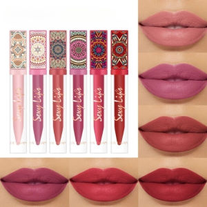 Matte Liquid Lip Tint Waterproof Lipstick Long-lasting Long-wear Non-Stick Cup Matte Moisturizing Lip Gloss Lipstick Bohemian Style