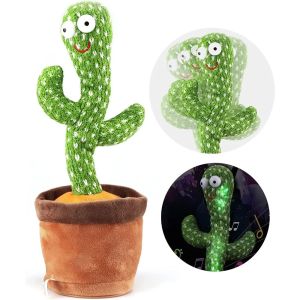 Dancing Cactus Talking Toy Plush with Voice Changing Function 120 Pcs Songs USB Charging Educational Gift for Children
