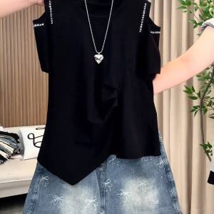 Hollow Shoulder Short Sleeve T-Shirt Women