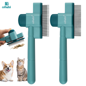Oitabi 1/2PCS Flea Comb for Dogs and Cats with Release Button Fine Tooth Dog Comb for Pet Hair Removal Cleaning Remove Fleas Eg