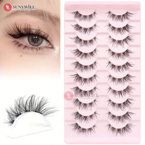 10 cặp thân dây câu lưới lông mi phân đoạn loạt cáo đỏ lông mi giả một mảnh