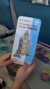 Mini Magnetic Tiles 40pc Set with Travel Tin Case mini magnetic building blocks