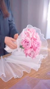 Flower wrapping Pesta Pernikahan Hari Valentine Buket Mawar Benang Gelombang Pinggiran Emas Benang Pembungkus KB6265