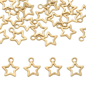 6x8mm 10pcs/bag 14K Gold Plated Brass Hollow Pentagon Pendant For DIY Earring Bracelet Jewelry Making